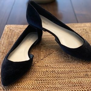 Nine West- Half D’Orsay Style Flat in Black Velvet